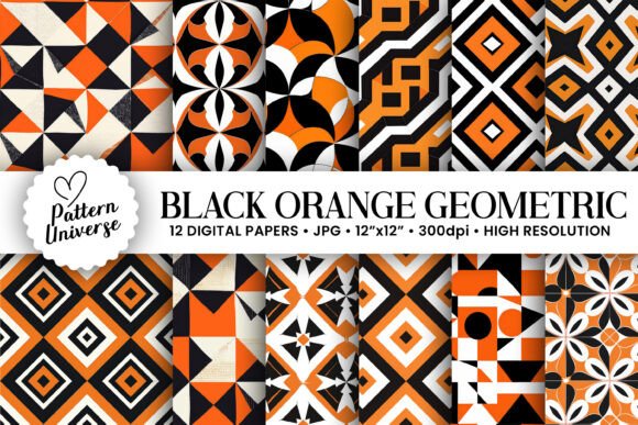 Black Orange Geometric Patterns