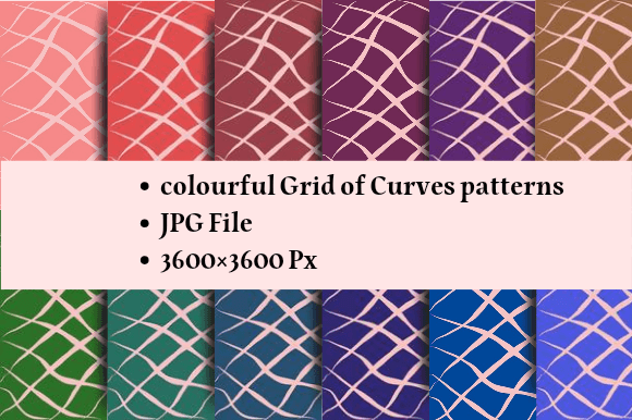 Colourful Grid of Curves Patterns for Creative Projects