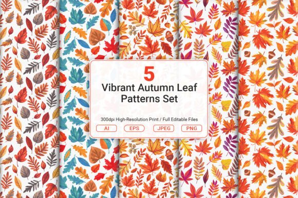 Vibrant Autumn Leaf Patterns Set
